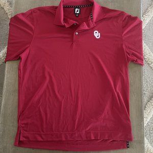 Footjoy FJ Mens Size L Golf Polo Red Large OU Oklahoma Sooners Short Sleeve